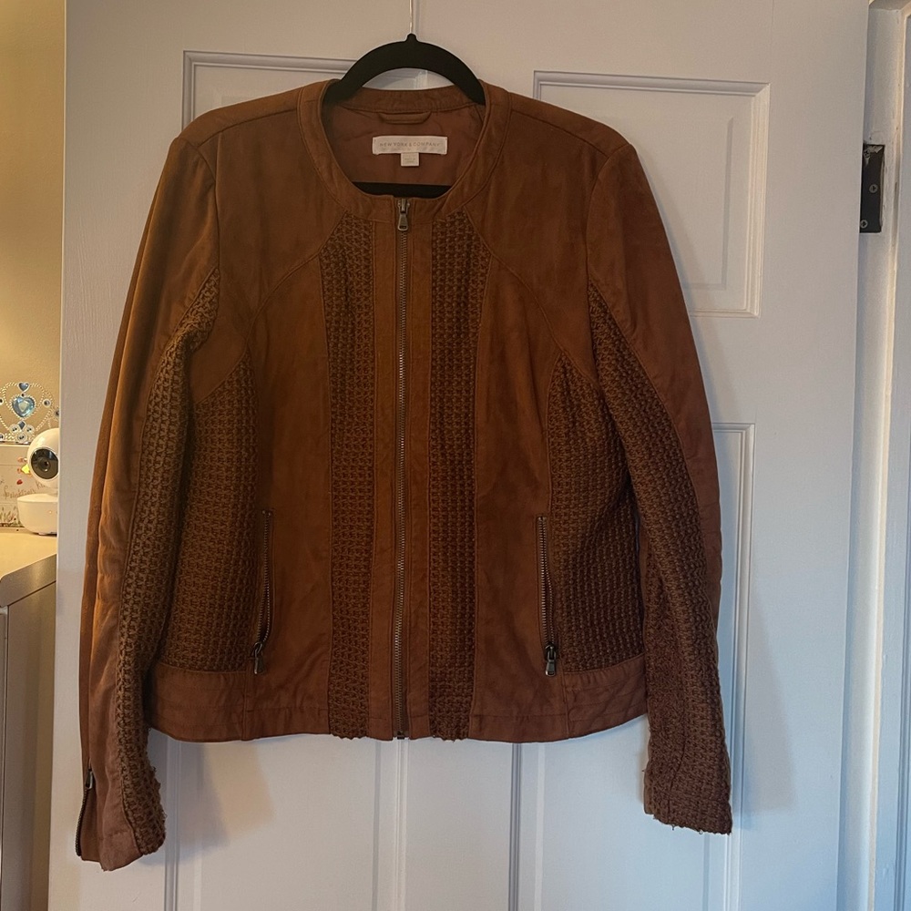 Faux Suede Bomber Jacket
